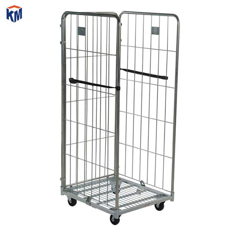 Storage Cage Car Folding Logistics Trolley Grid Turnover Car Supermarket Unloading Push-Pull Car Handling Truck Can Be Customized