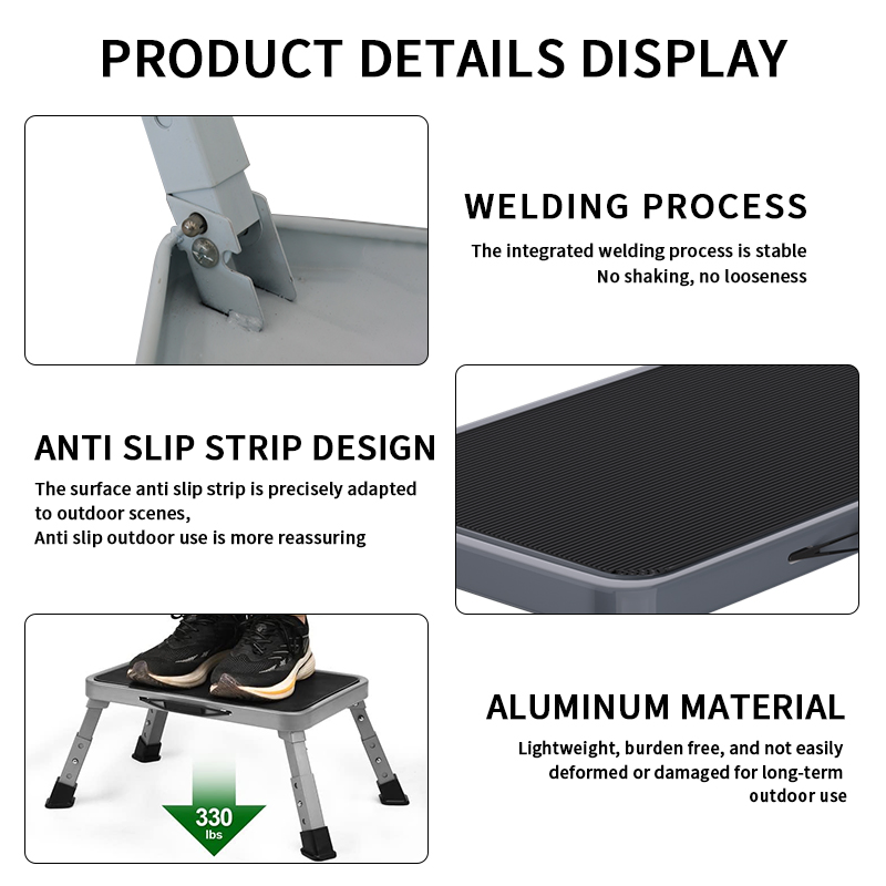 Portable Folding Step Ladder Steel Work Platform Adjustable Mobile Scaffold Car Wash Working Platform RV Camping Truck Aerial