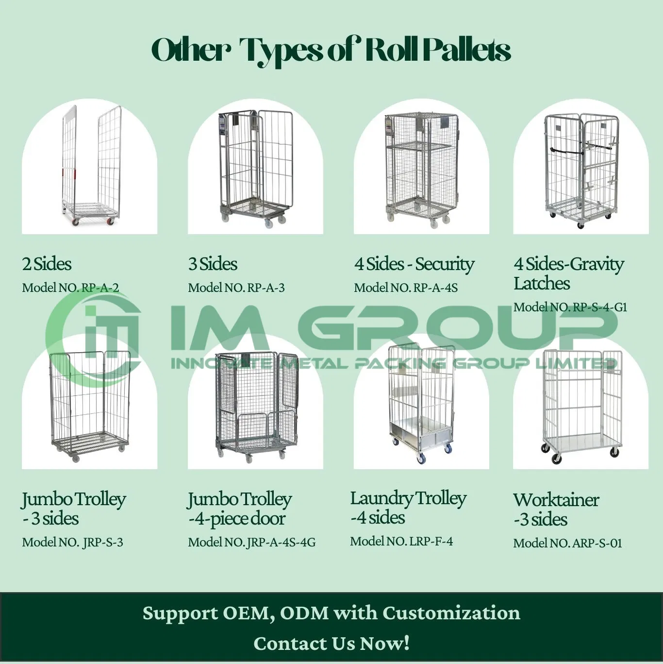 4 Sided Industrial Supermarket Transport Nestable Steel Roll Cage Trolleys with Shelves