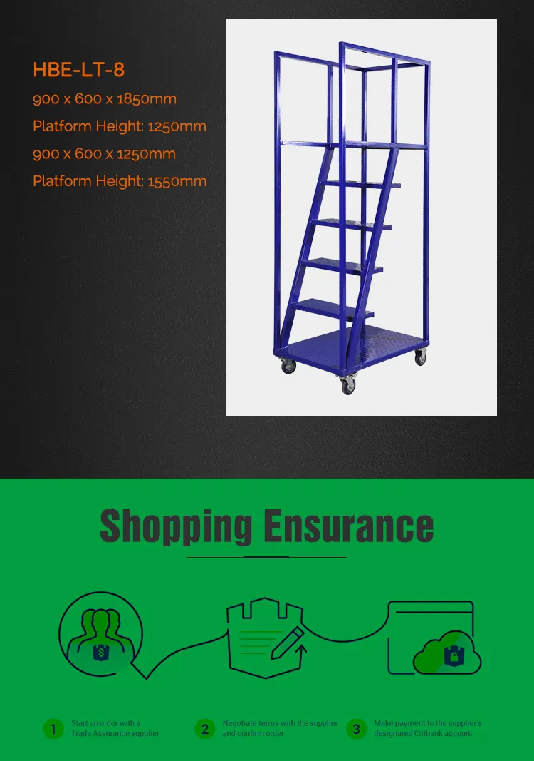 Warehouse Supermarket Portable Mobile Step Rolling Ladder