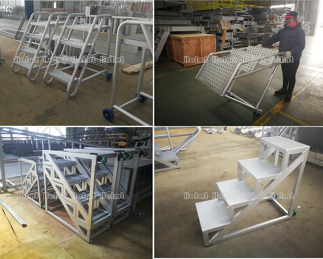 Mobile industrial aluminium step ladder