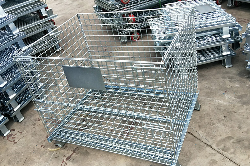 Galvanized Steel Supermarket Industry Factory Warehouse Transportation Storage Mesh Wire Decking Safety Fence Roller Cage Trolley Container