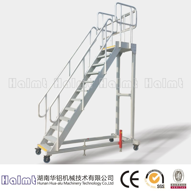 Mobile Aluminum Industrial Ladder with Platform