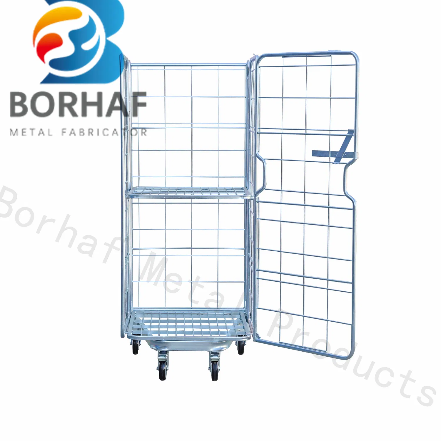 Durable Industrial Laundry Transport Trolley Collapsible Roll Cage with Casters
