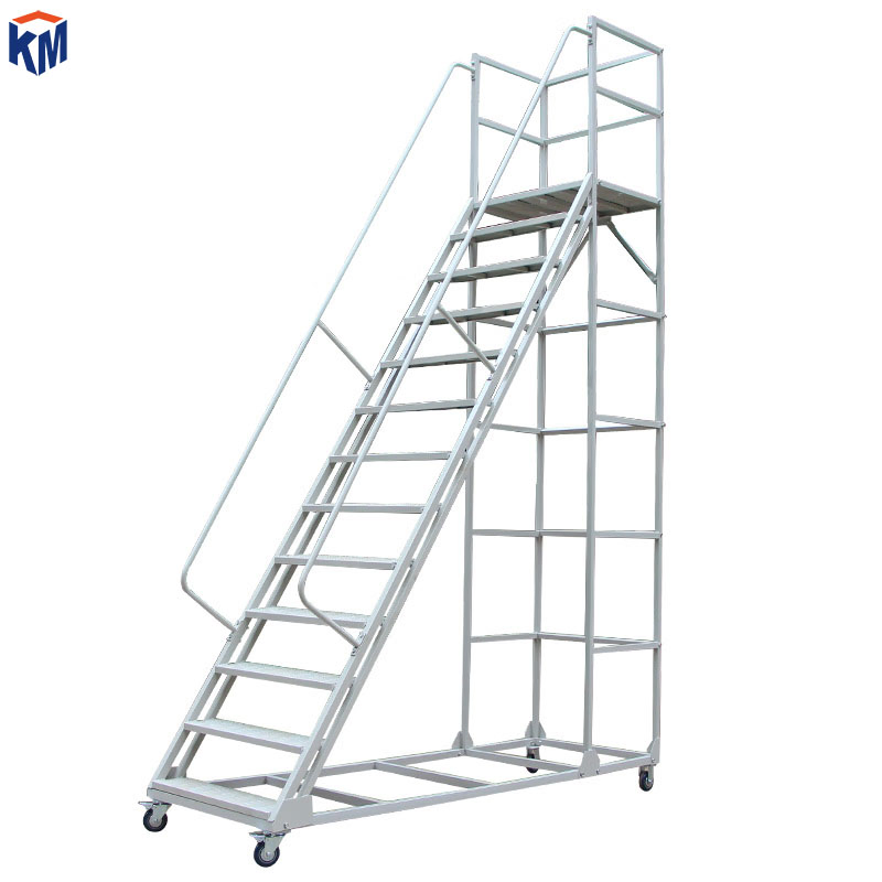 Mobile Climbing Ladder, Wheeled Shelf, Cargo Handling Platform, Ladder, Truck, Boarding Ladder, Non-Slip Steps, Detachable Stairs