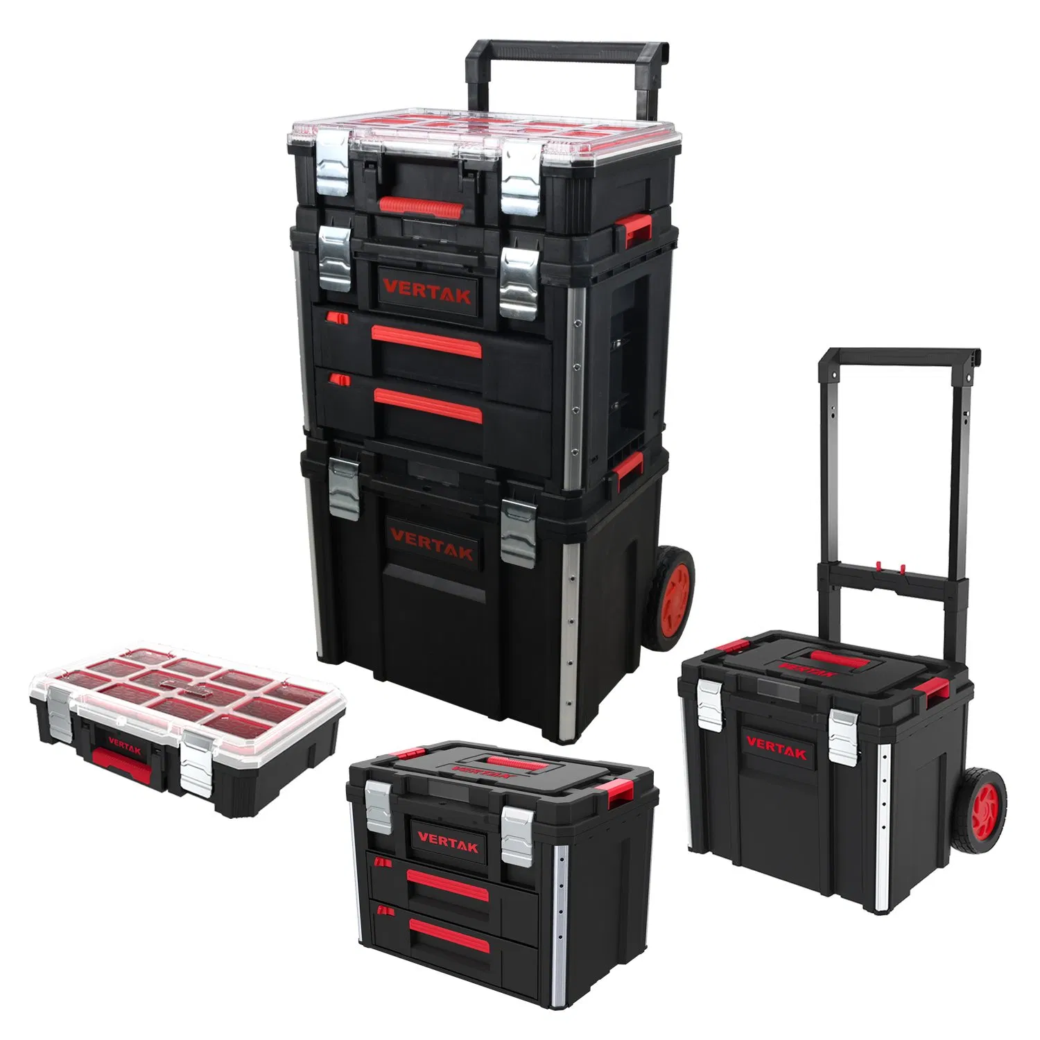Wholesale Plastic Tool Case Heavy-Duty Stackable Tool Box Shockproof Storage Tool Cabinet for Home