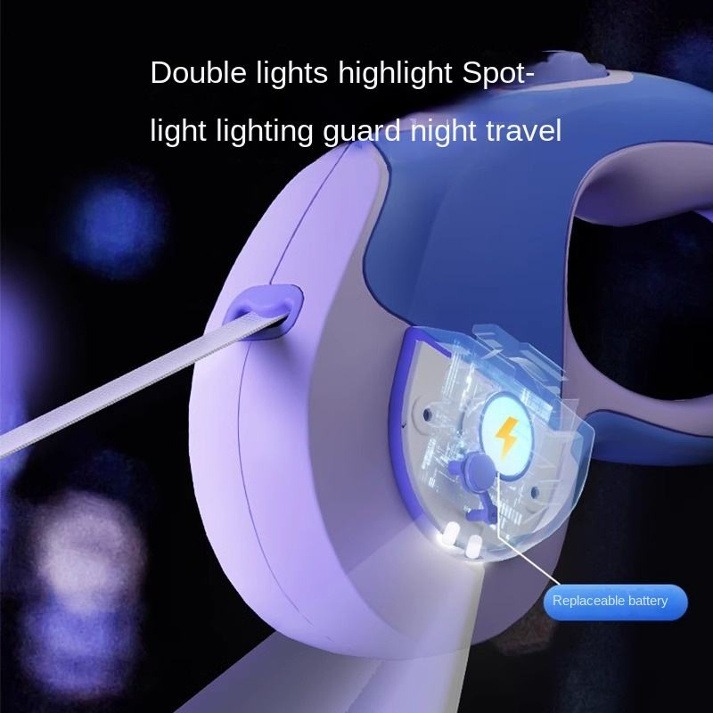 Dog Walking Rope Telescopic Luminous Automatic Traction for Small Medium Dogs Pet Supplies