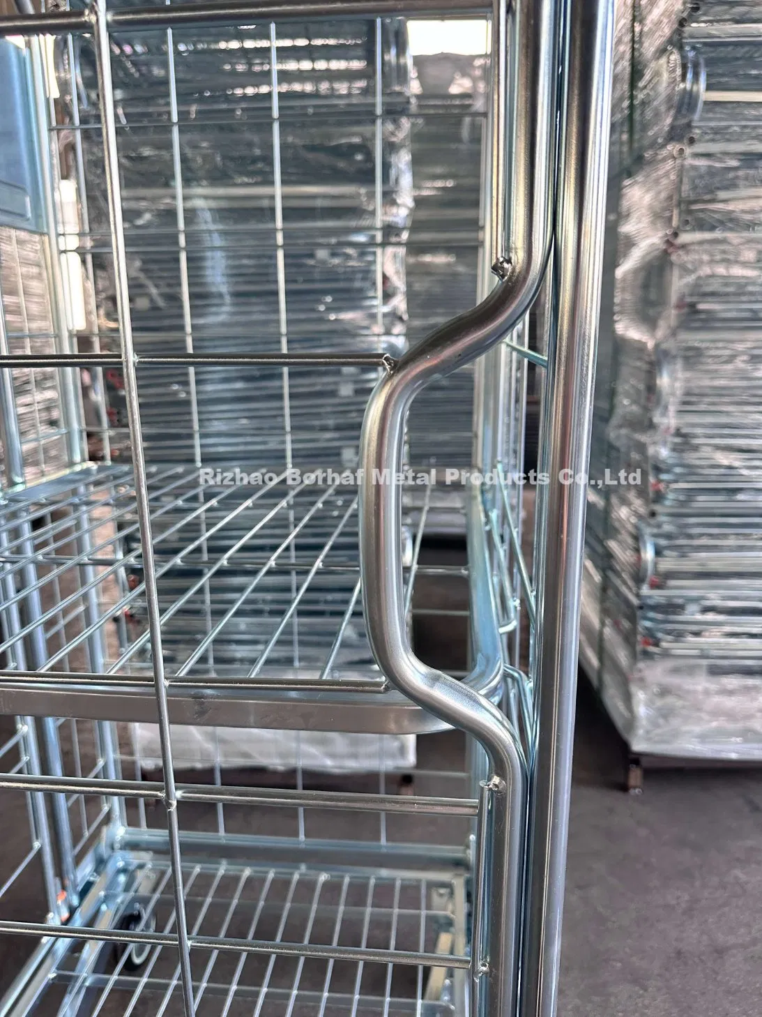 Folding Stackable Security Customized Storage Nesting Roll Trolleys Folding Stackable Rolling Cage Steel Cage Laundry Trolley