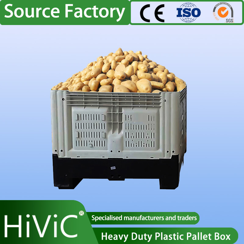 Holding 5 Identical Crates Rigid Solid Manufacturing Folding Turnover Large Plastic Collapsible Pallet Boxes Crates