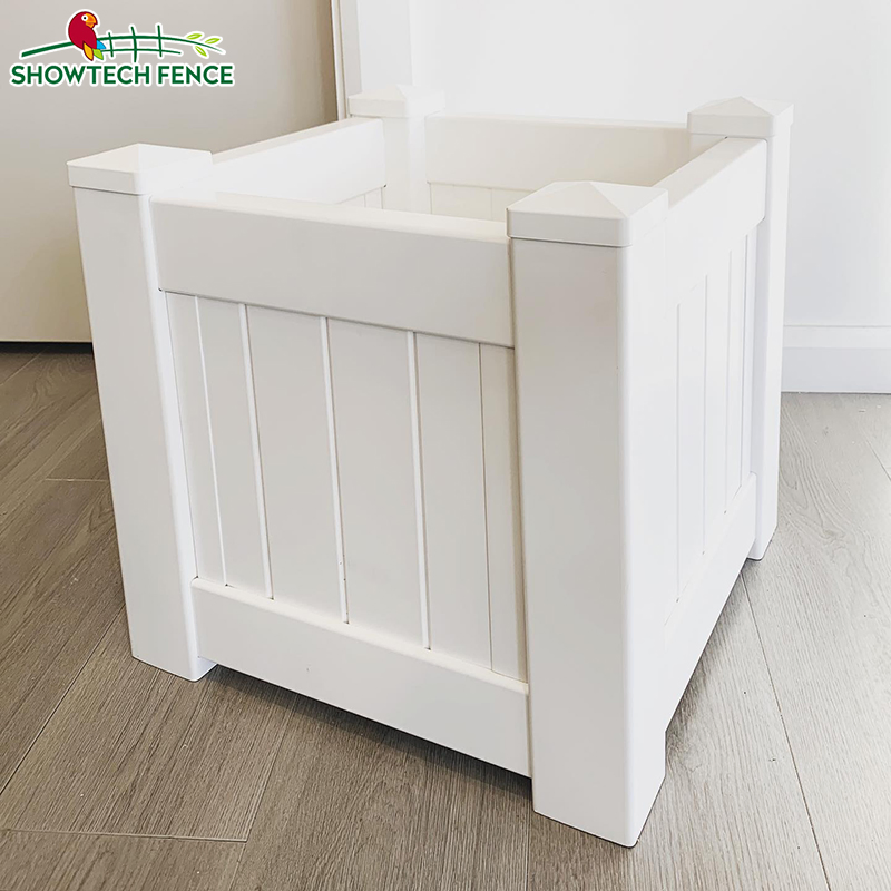 White Rectangle Large Outdoor Plastic Planter Boxes, Square Vegetable PVC Garden Raised Planter Box