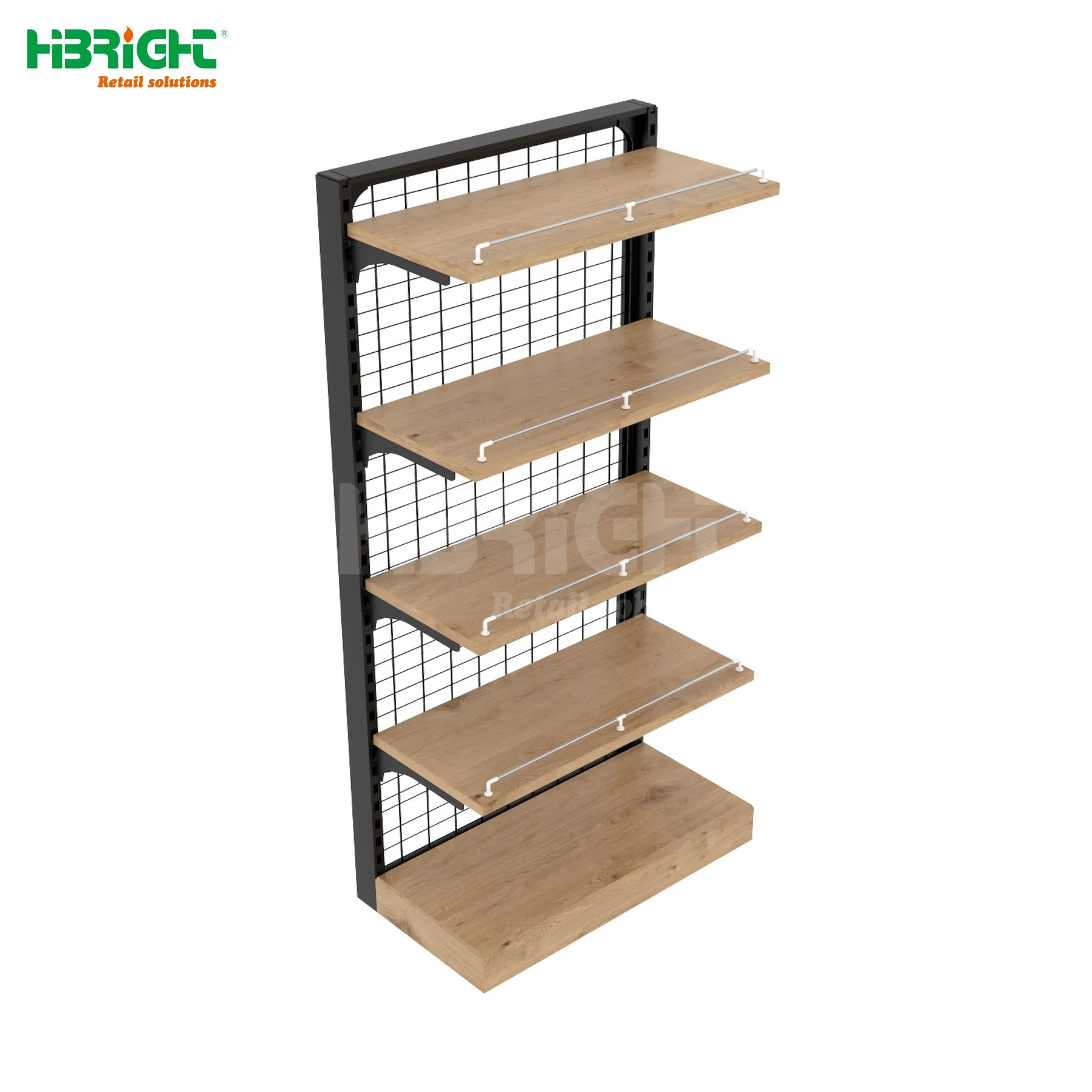 Supermarket Easy Installable Single-Sided Iron Steel Shelf Display Rack Clean Tool Feature Storage Hooks for Grocery Shelves