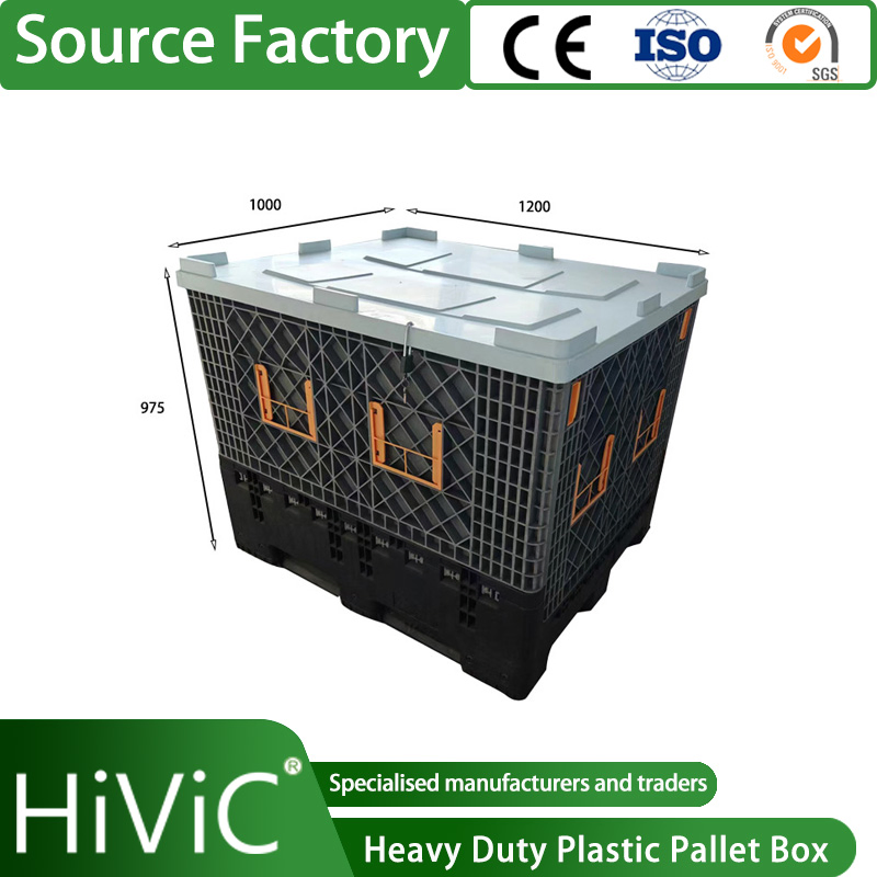 Holding 5 Identical Crates Rigid Solid Manufacturing Folding Turnover Large Plastic Collapsible Pallet Boxes Crates