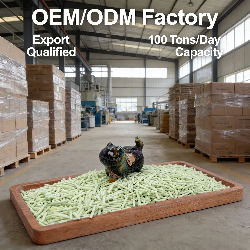 OEM Wholesale Pet Supplies Kitty Sand Manufacturer Biodegradable Bacteria Inhibition Dust Free Flushable Natural Clumping Premium Plant Tofu Cat Litter
