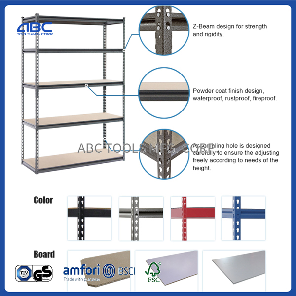 Pre Assembled Portable Professional Basics Deep/Wide 5 Shelf Angle Iron Garage Shelving/Shelves