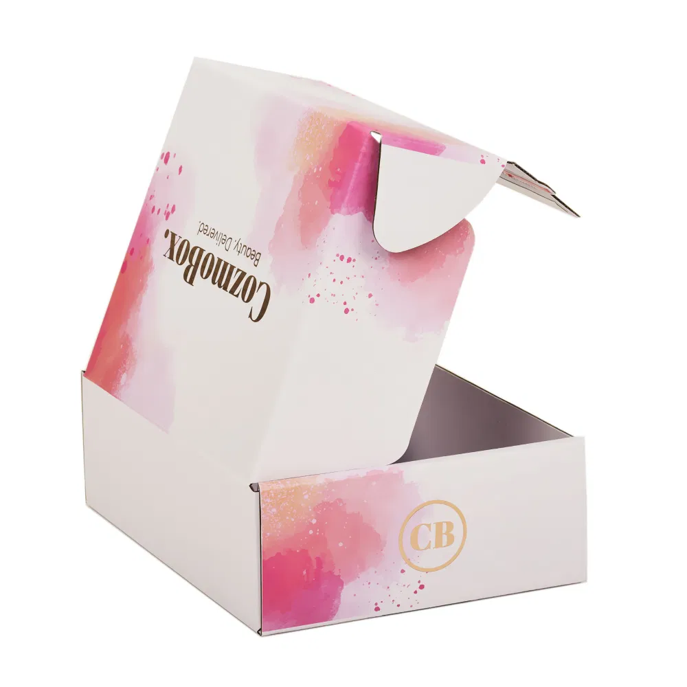 2025 New Corrugated Recyclable Logo Pink Gift Packaging Shoes Clothes Box Paper Postal Mailer Shipping Boxes for Small Business