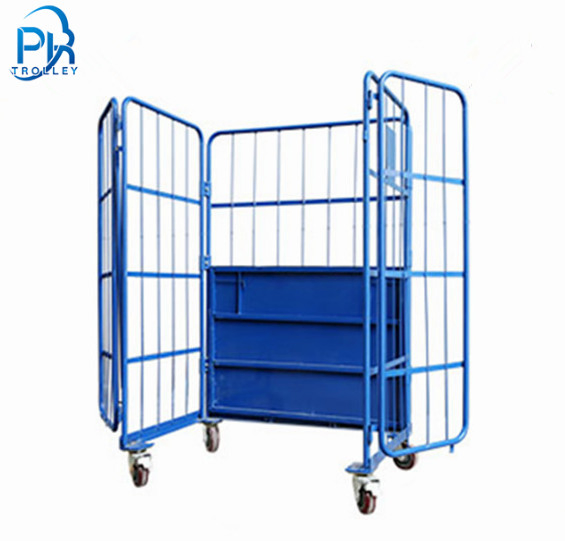 Powder Coated Transportation Turnover Roll Container Cage Trolley