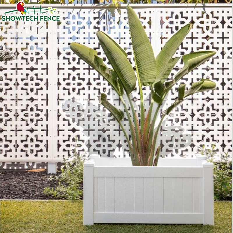 White Rectangle Large Outdoor Plastic Planter Boxes, Square Vegetable PVC Garden Raised Planter Box