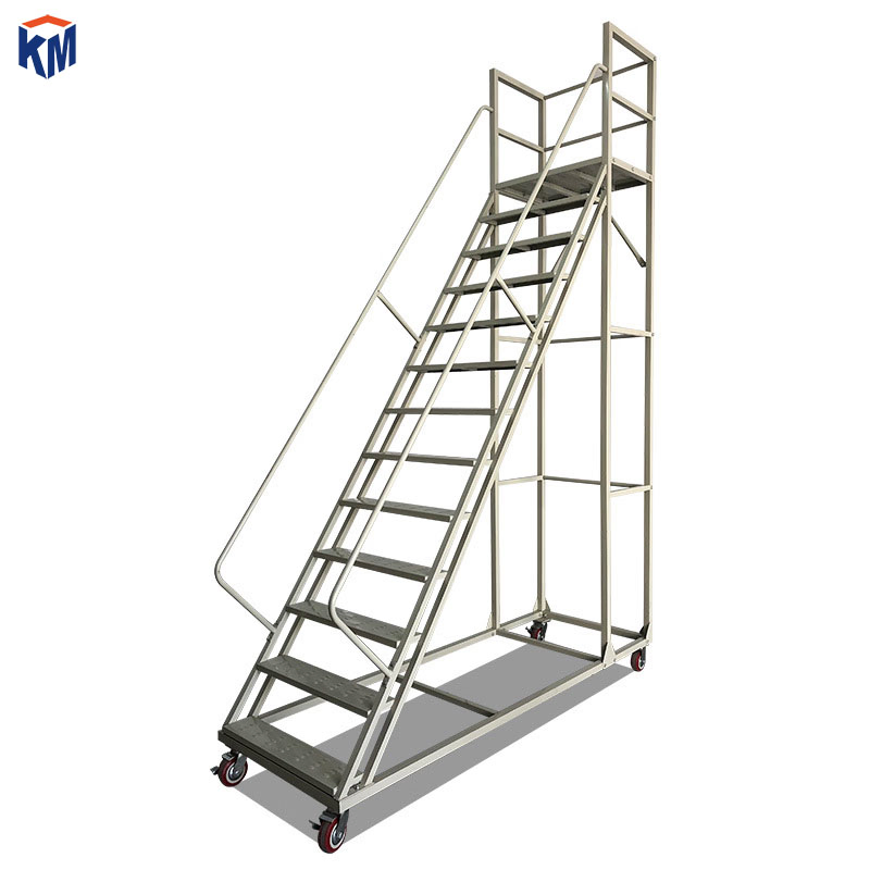 Mobile Climbing Ladder, Wheeled Shelf, Cargo Handling Platform, Ladder, Truck, Boarding Ladder, Non-Slip Steps, Detachable Stairs