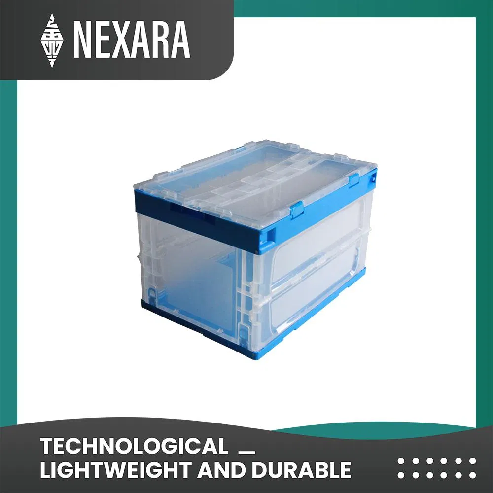 Nexara Design Plastic Folding Stackable Turnover Box with Lid