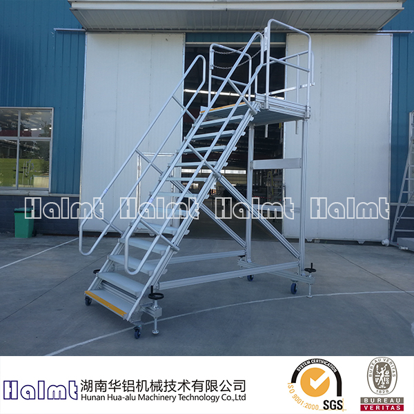 Mobile Aluminum Industrial Ladder with Platform
