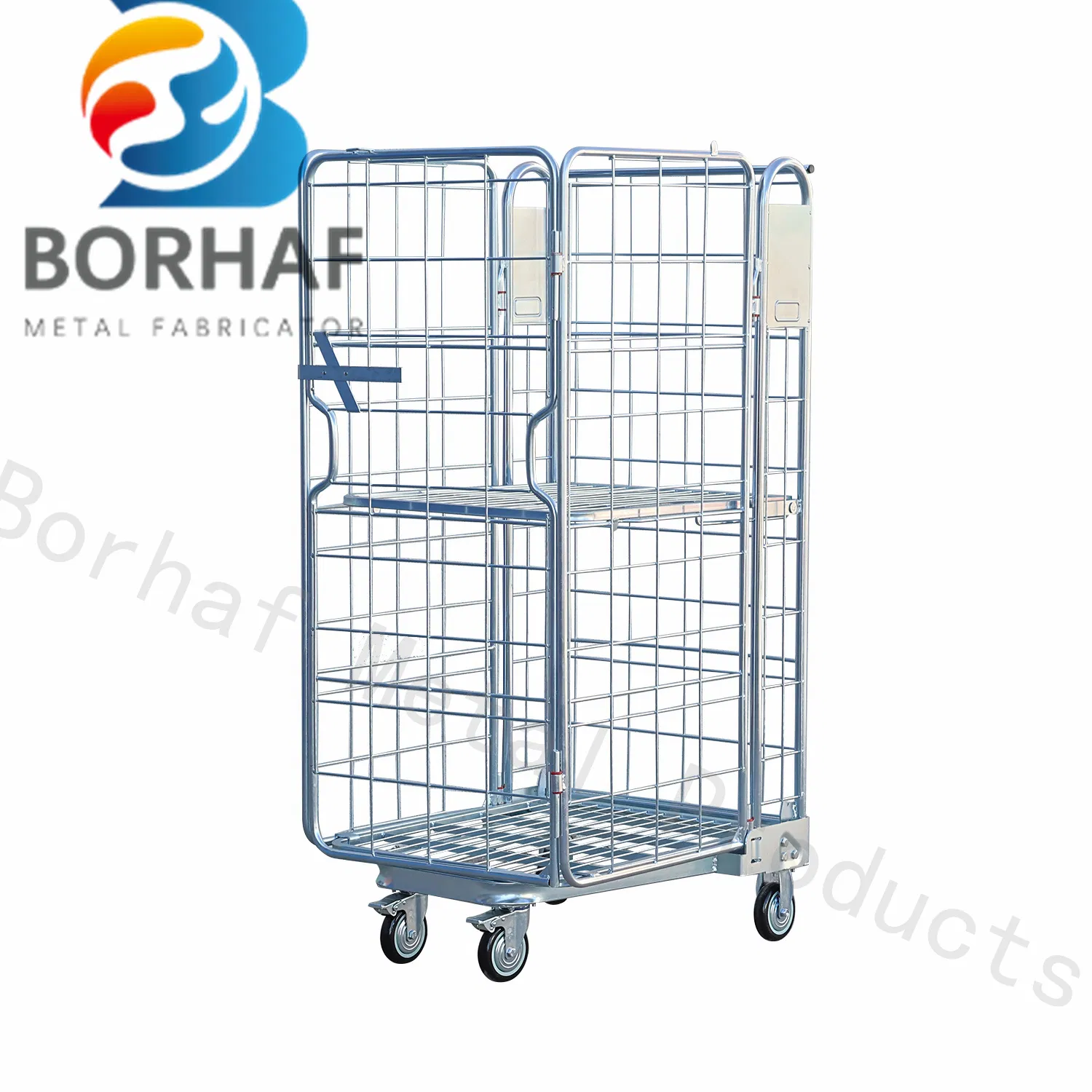 Durable Industrial Laundry Transport Trolley Collapsible Roll Cage with Casters