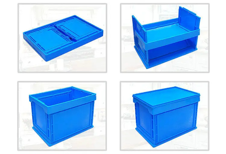 Turnover Box Folding Stackable Turnover Box with Lid Plastic Moving Storage Vegetable Fruit Collapsible Crate