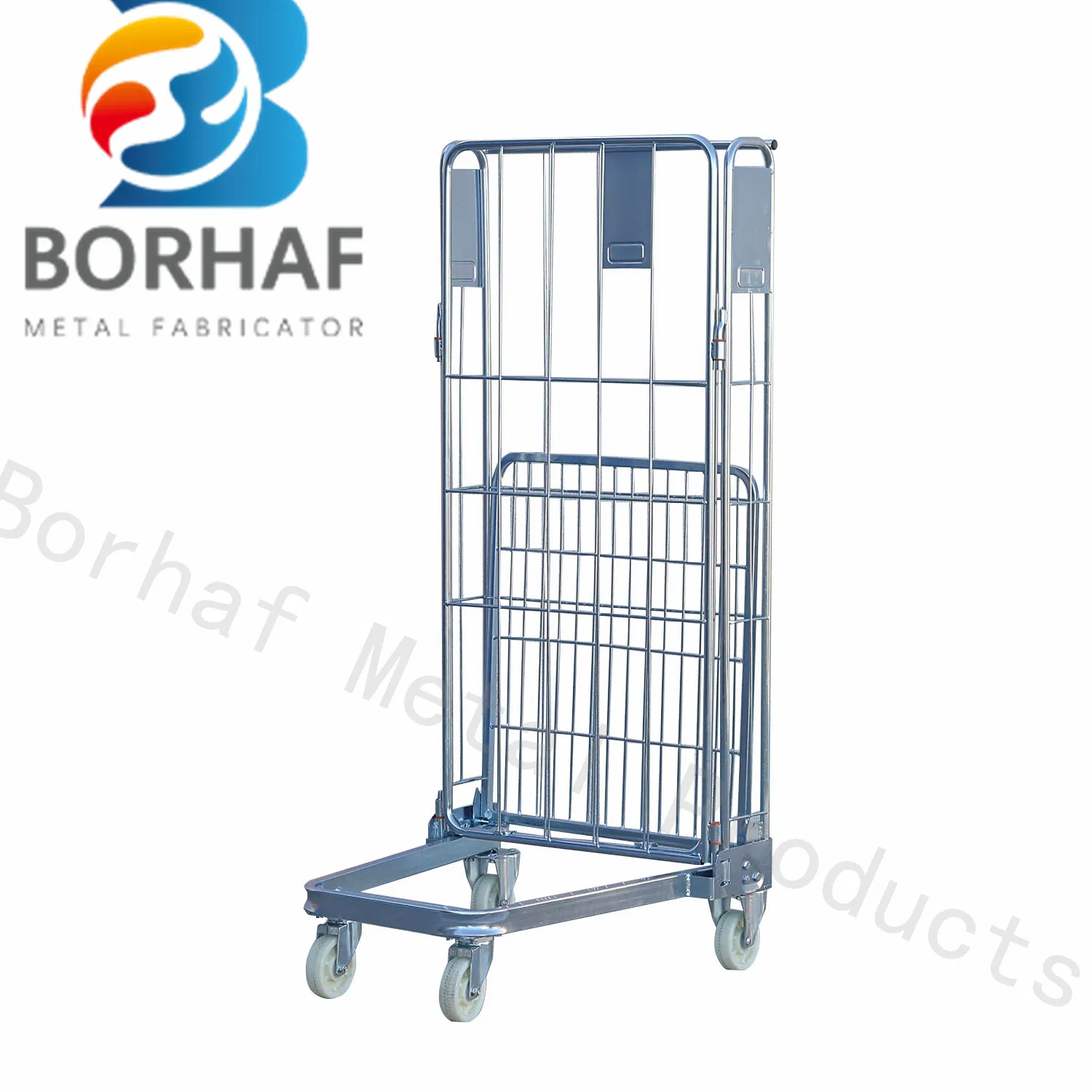 Durable Industrial Laundry Transport Trolley Collapsible Roll Cage with Casters