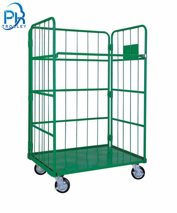 Powder Coated Transportation Turnover Roll Container Cage Trolley