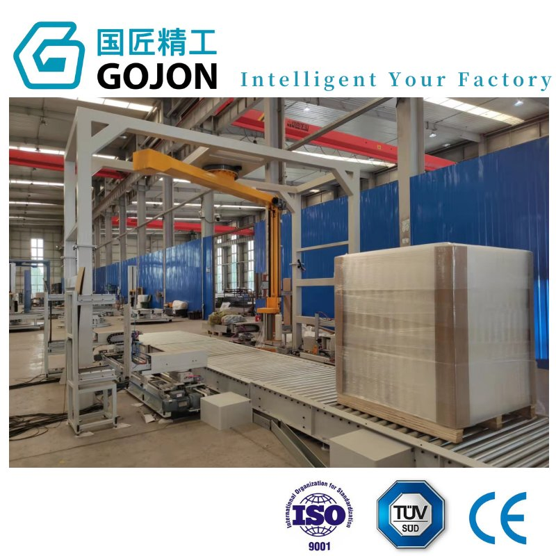 Efficient Pallet Wrapping &amp; Strapping Machine Industrial Logistics and Warehouse Cargo with Safety Protection