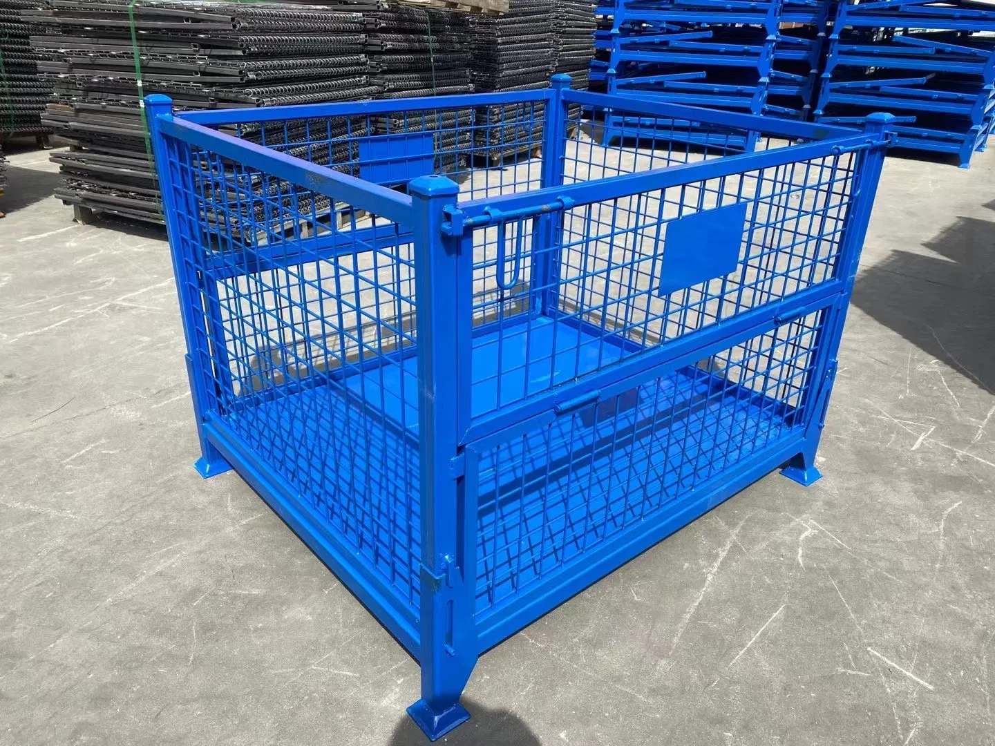 Returnable Foldable and Stackable Metal Zinc Plate Pet Preforms Wire Mesh Steel Storage Cargo Pallet Cages/Box with Wheels