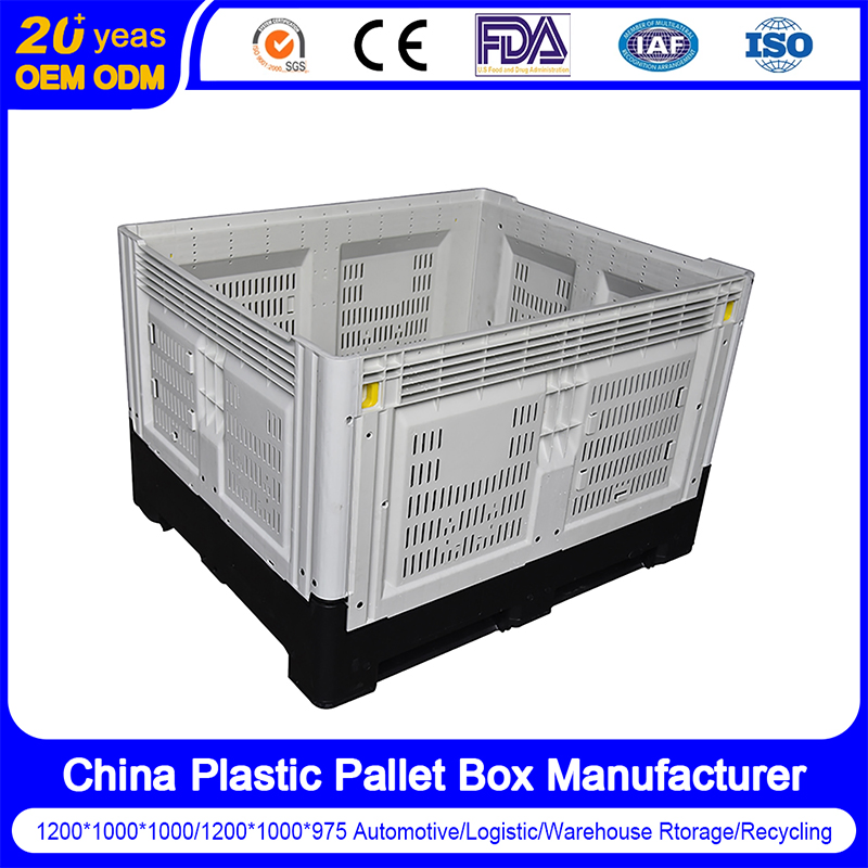 1200X1000X810mm Collapsible Plastic Turnover Pallet Box Foldable Plastic Pallet Box