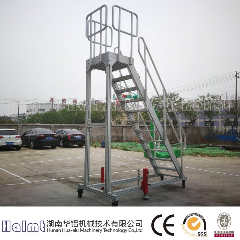 Mobile Aluminum Industrial Ladder with Platform
