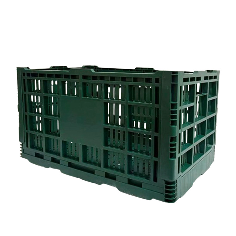 Industrial-Grade Collapsible Plastic Turnover Crate, Space-Saving Folding Mesh Storage Container, Heavy-Duty Stackable Box for Logistics