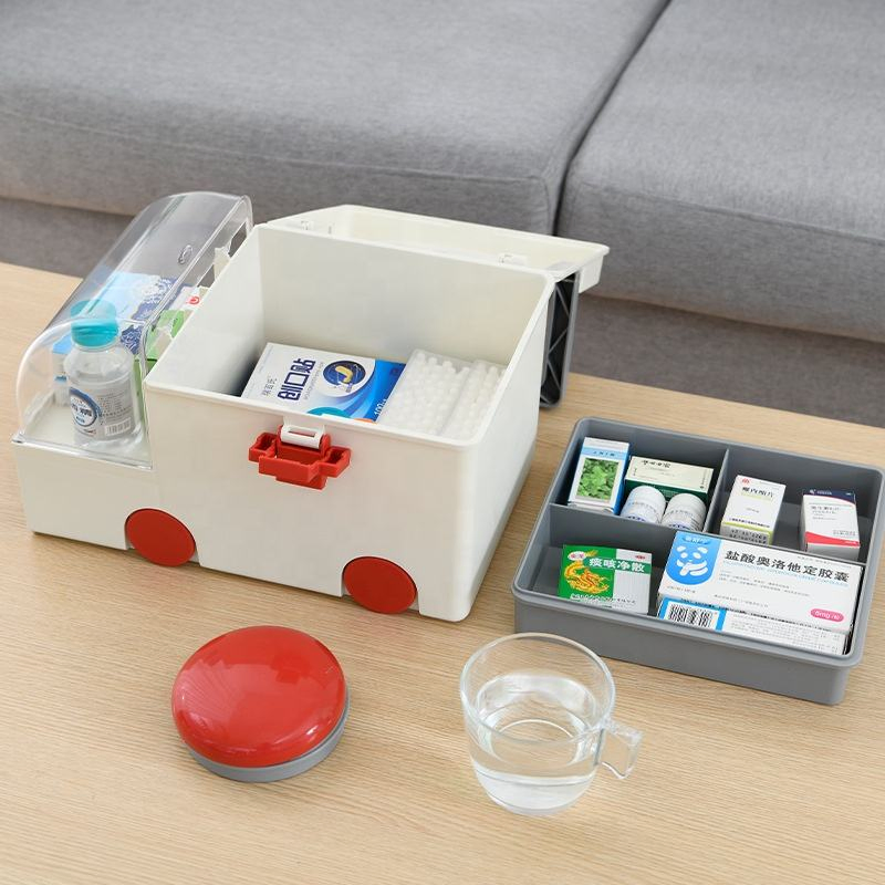 Medication Transparent Children Ambulance Blister Cabinet Medical Tool Storage Box Plastic First Aid Box for Medical Supplies