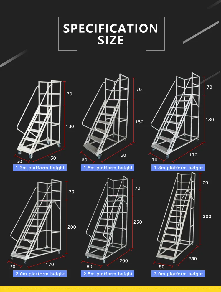 Steel Safety Rolling Mobile Platform Ladder Cart