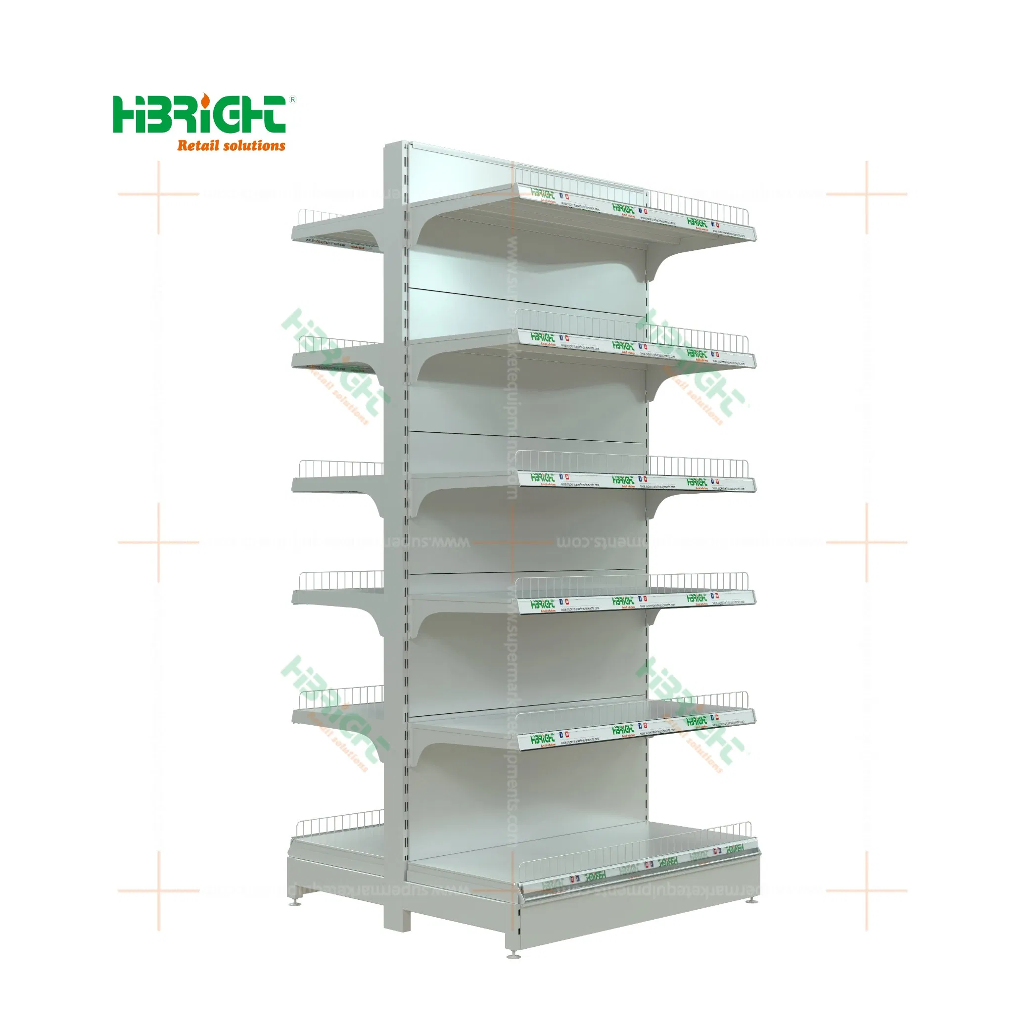 Double Side Metallic Heavy Duty Rack Grocery Multilayer Supermarket Iron Shelf