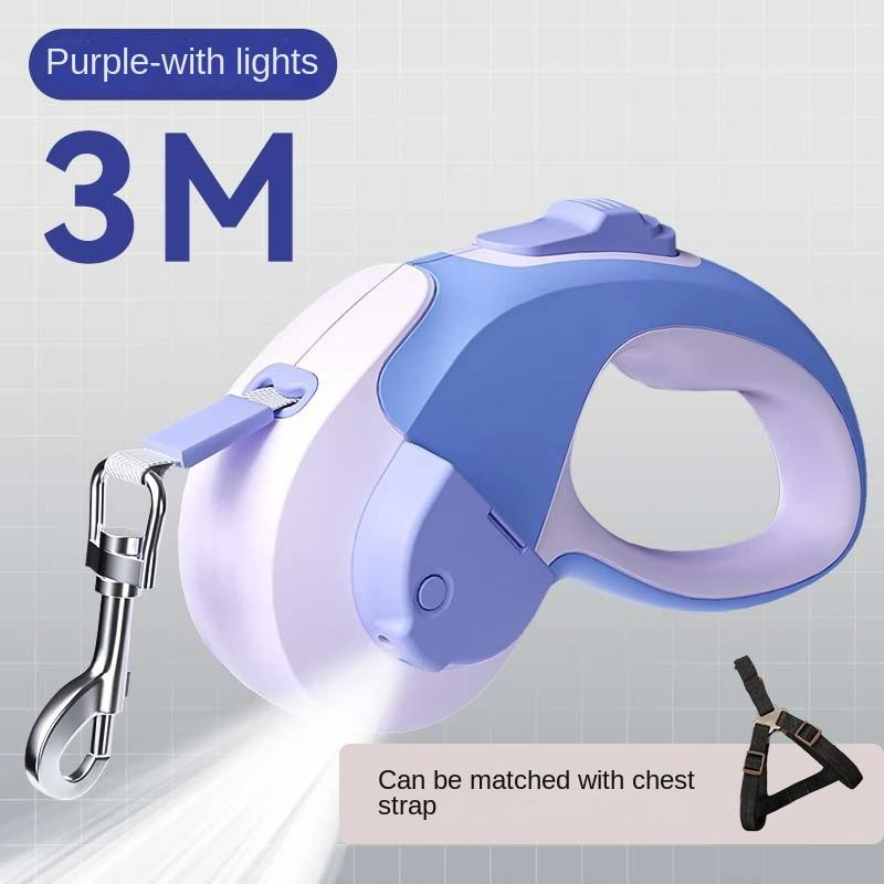 Dog Walking Rope Telescopic Luminous Automatic Traction for Small Medium Dogs Pet Supplies