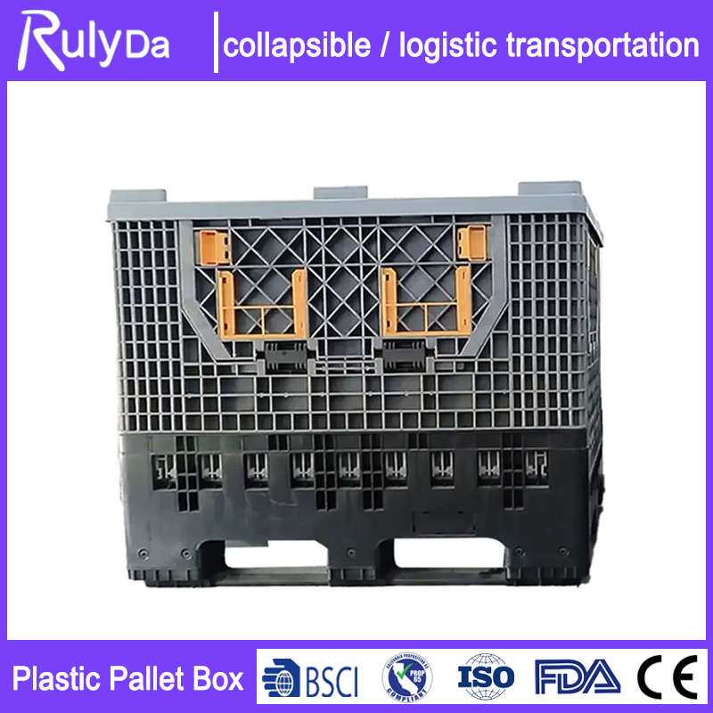 Stackable Large Bulk Sleeve Solid Agricultural Euro Packaging Folding Turnover Storage HDPE Logistic Collapsible Plastic Pallet Container Box with Wheels