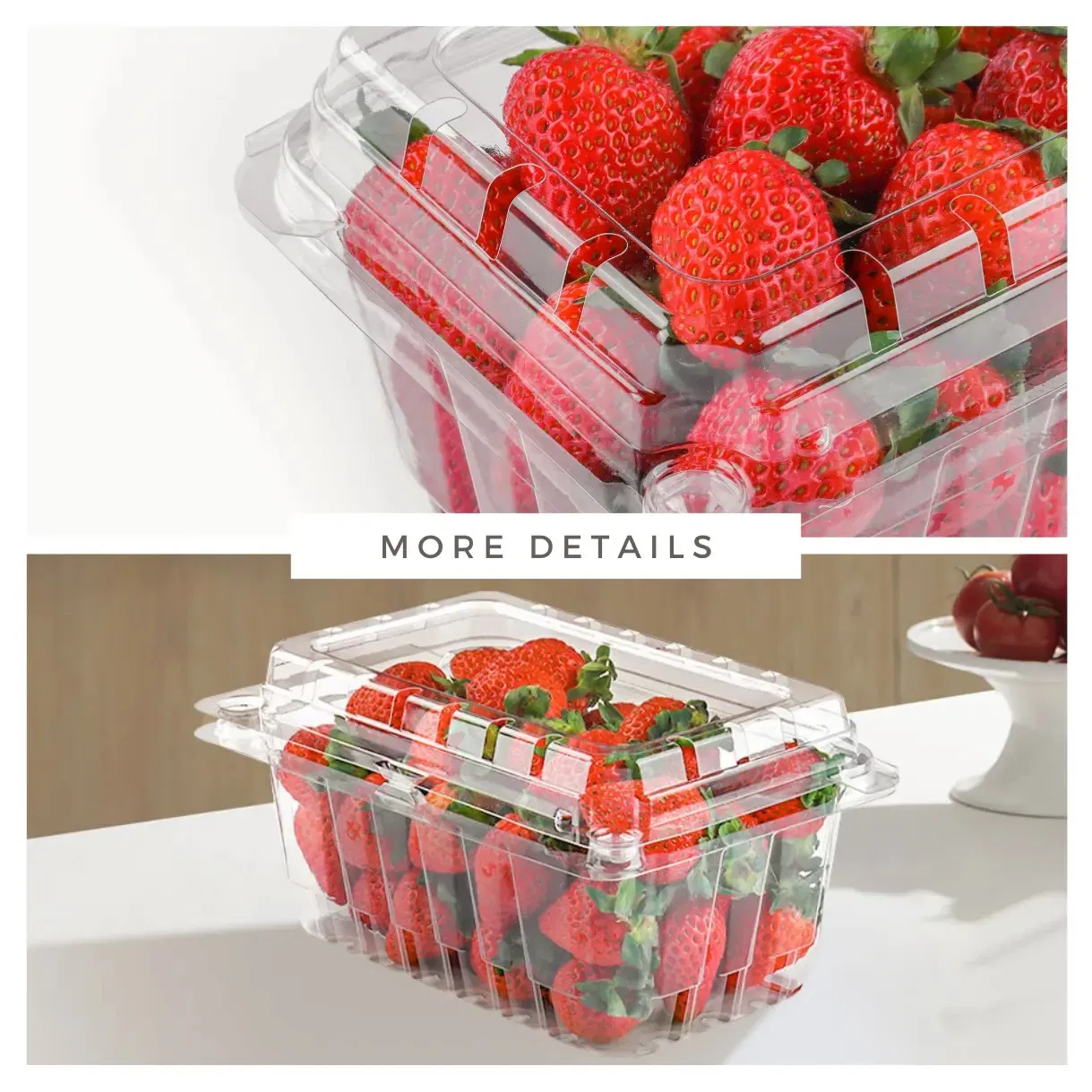 1 Lb Pet Blister Plastic Strawberry Clamshell Box for Fruit Packing