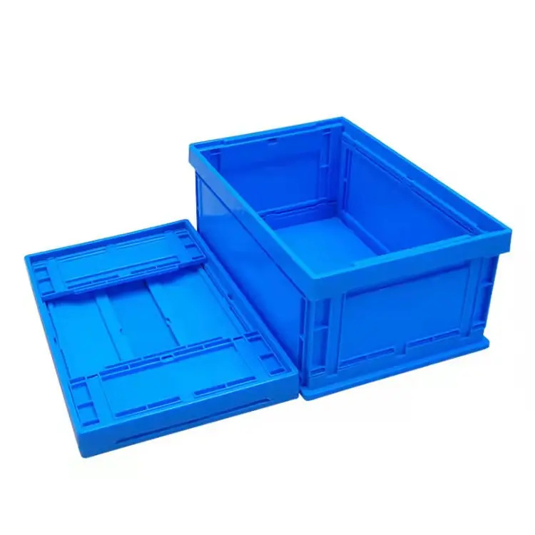 Turnover Box Folding Stackable Turnover Box with Lid Plastic Moving Storage Vegetable Fruit Collapsible Crate