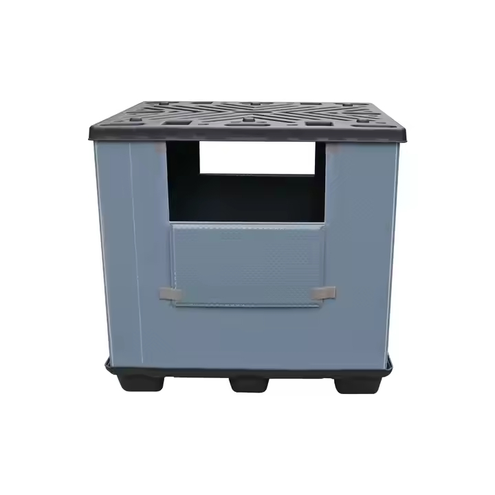 Collapsible PP Sleeve Easy-Folding Plastic Turnover Box Plastic Pallet Sleeve Packs Box with Lid for Storage