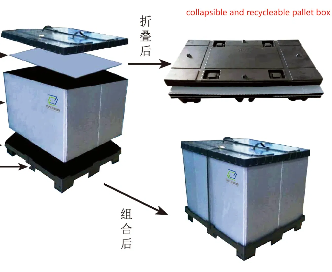 Stackable Reusable Recyclable Collapsible Foldable Honeycomb Plastic Pallet Box