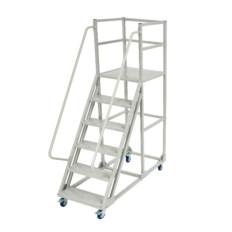 Mobile Safety Step with Handrail Customizable Rolling Ladder for Warehouse Ladder