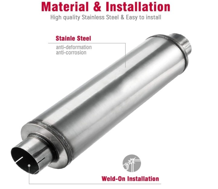 High Quality Mx Exhaust 4" Inlet Muffler 4" X 9" Body 51" Whole Length Straight Aluminized Truck Parts Starter Systems