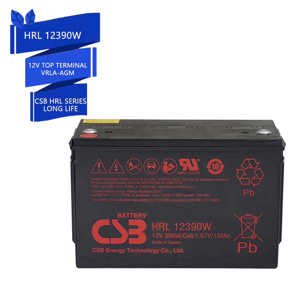 Csb Hrl12390W 12V 390W Top Terminal Long Life VRLA-AGM Valve Regulated Lead Acid Battery