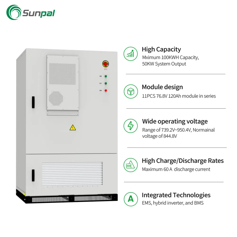 Sunpal Solar Energy Bess System 60kW 75kW 80kW 100kW Solar Outdoor Lifepo4 Battery Storage Cabinet