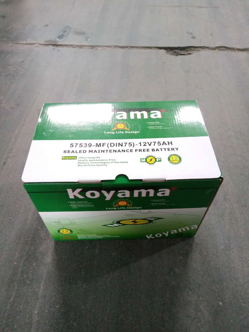 12V 75ah Maintenance Free Car Battery DIN75 57539mf DIN75mf