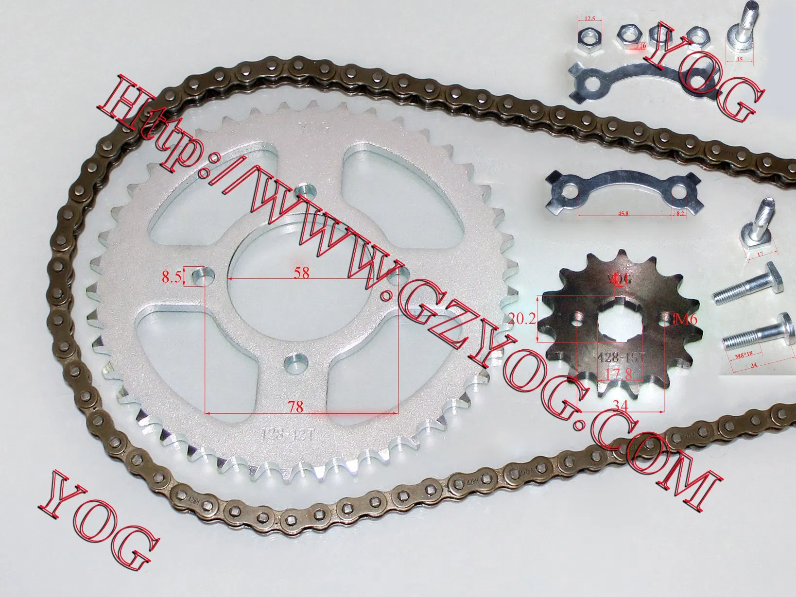 Motorcycle Parts for Transmission Set Chain Sprocket Kit for Gn125 Cg-125 Bm150