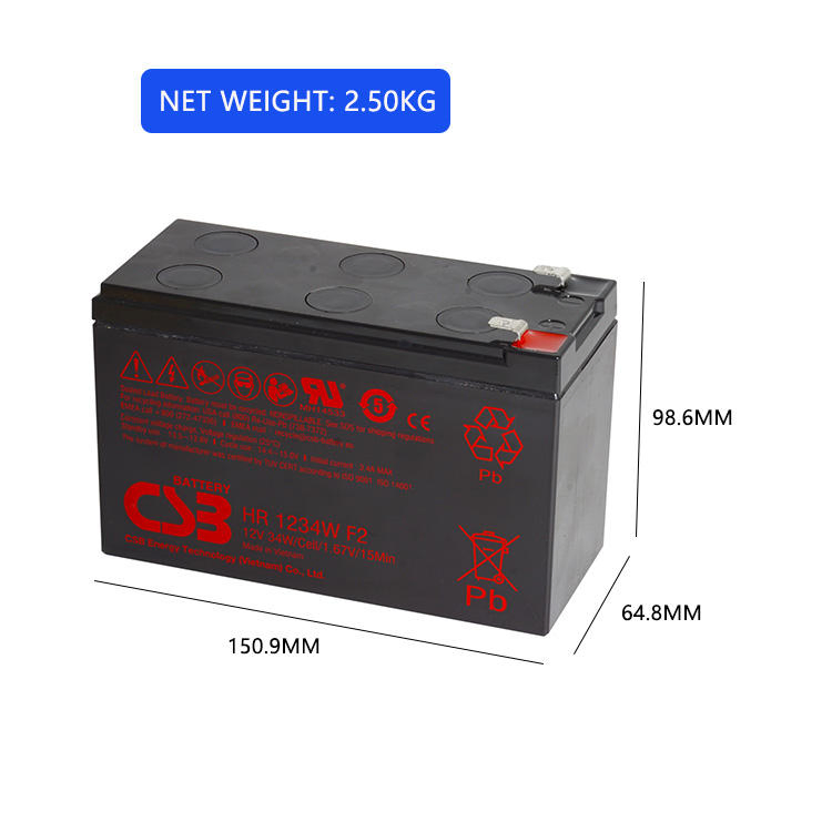 Csb Battery Hr1234W 12V 34W 12V 9ah Rechargeable Maintenance-Free Lead Acid AGM 9ah Battery