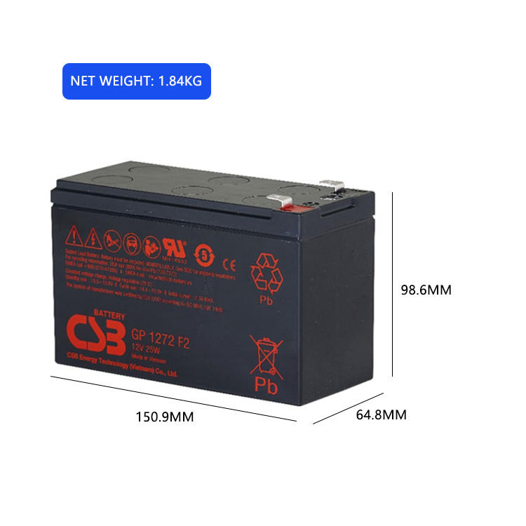 Csb Gp1272 F2 12V 25W High Performance Maintenance-Free Valve Regulated Lead Acid Battery